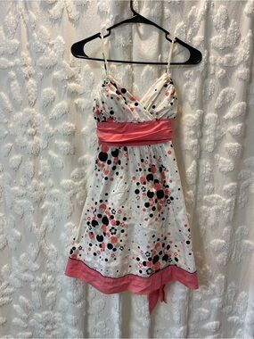 Y2K vintage Candie's pink & white dress with bow detail